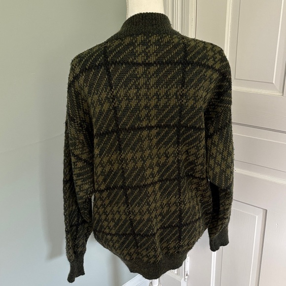 Laypun Men's Green Plaid Cardigan Wool Blend Made in Spain Medium - Picture 3 of 7